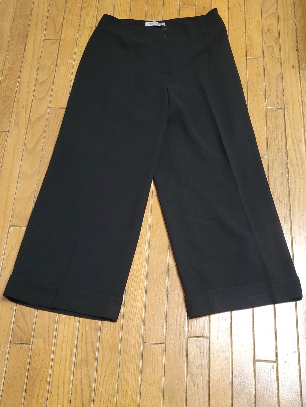 Anne Klein Black Wide-Leg Cropped Trousers